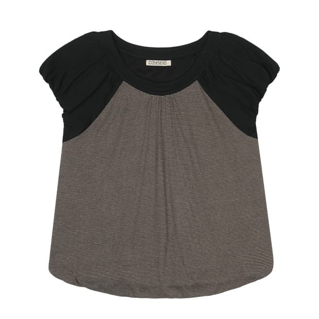 PUFF SHIRRING T-SHIRT BLACK