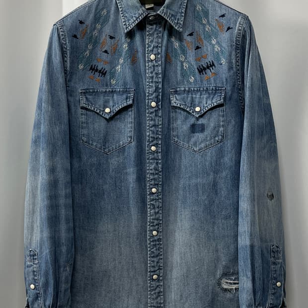 폴로 랄프로렌 사우스웨스턴 리페어 아즈텍 콘초 데님 셔츠