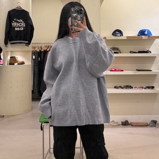 코스 울 니트 스웨터 그레이 U1115