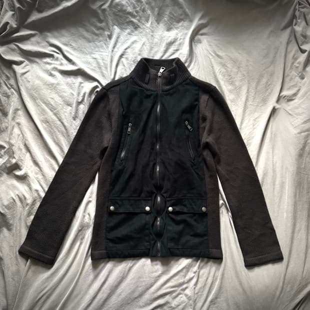 아카이브 락시크 펑크 하이넥 포켓 스터드디테일 배색 집업 자켓 y2k