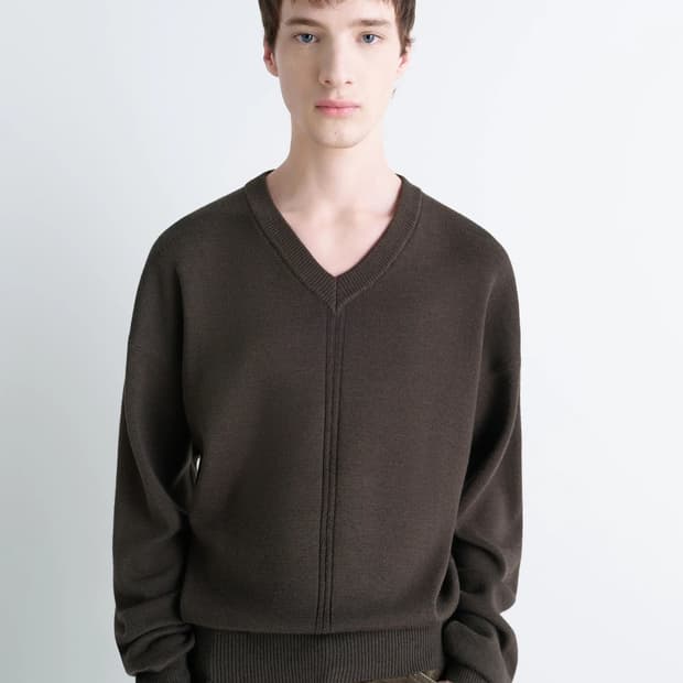 [M]르메르 25fw 브이넥 니트/다크 카카오