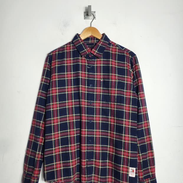 S 타미 힐피거 체크 플란넬 셔츠