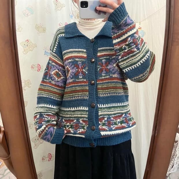 빈티지 히피 니트 가디건