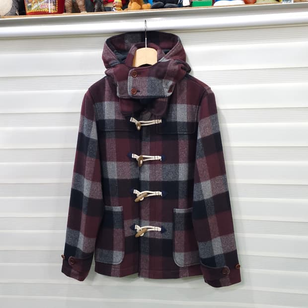 R. NEWBOLD 체크 후드 더플코트- 우먼M