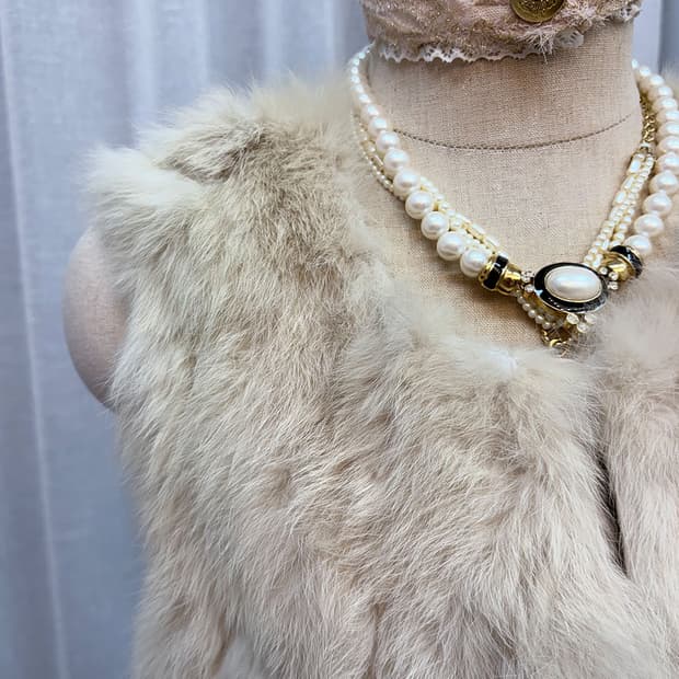 롱 니트 퍼 베스트