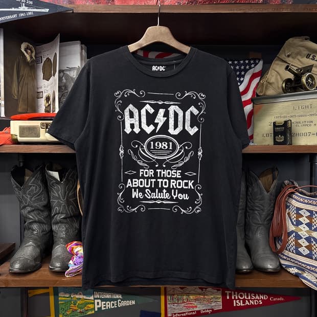 AC/DC 오피셜 머천 8th 앨범아트 데미지드 그래픽 티셔츠 N1527
