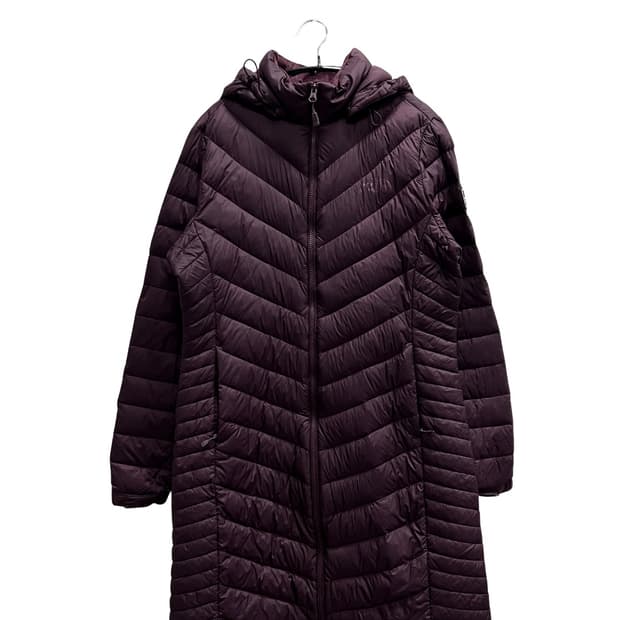 노스페이스 우먼스 구스다운 경량 롱 패딩 버건디