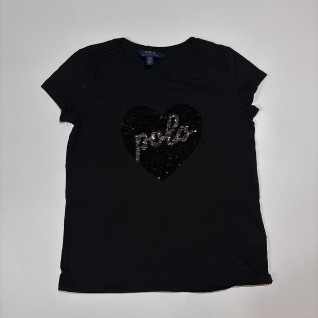 폴로랄프로렌 하트 스팽글 블랙 반팔 티셔츠