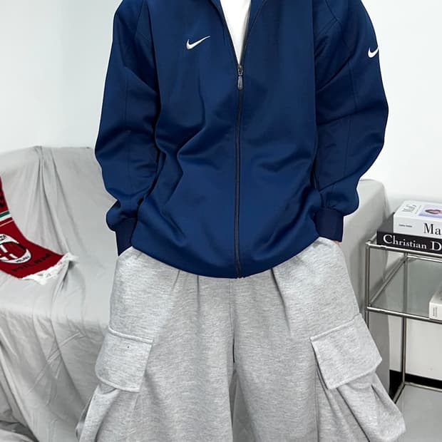나이키 90s 네이비 스우시 트랙탑 져지 L