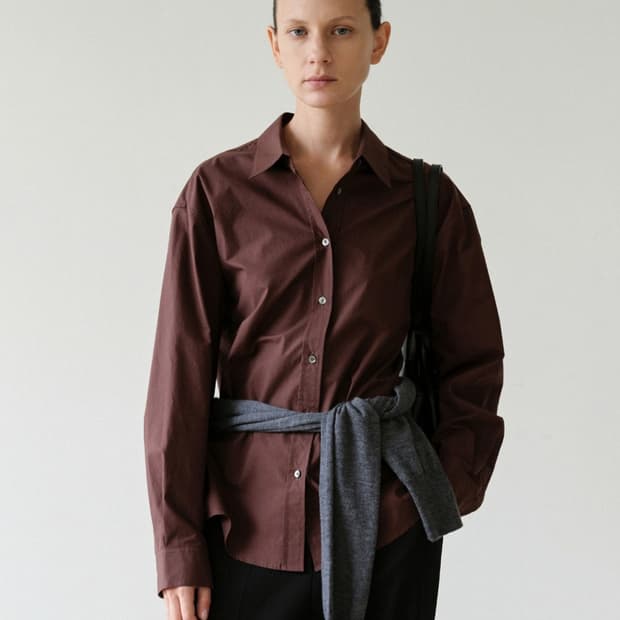 [르에떼] Classic Shirt in Burgundy Brown