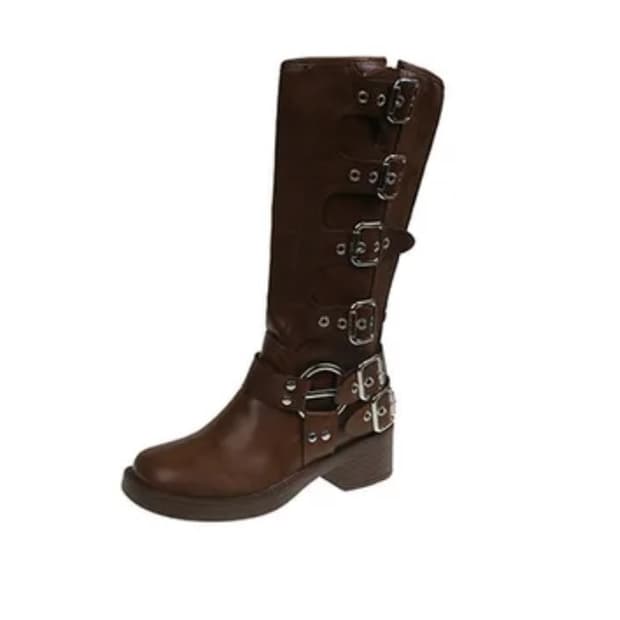 바이커 롱부츠 브라운 245