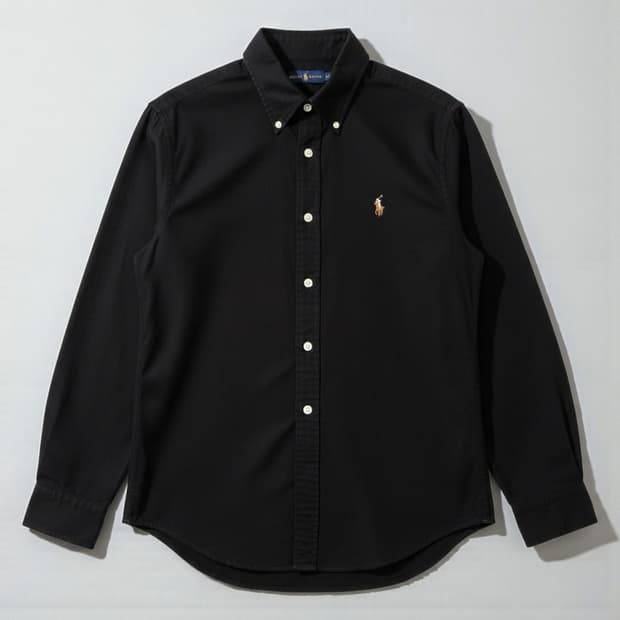 100 POLO 폴로 랄프로렌 가먼트다잉 셔츠 블랙 클래식핏