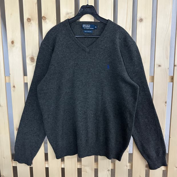 (XL) 폴로 랄프로렌 브이넥 차콜 브이넥 니트