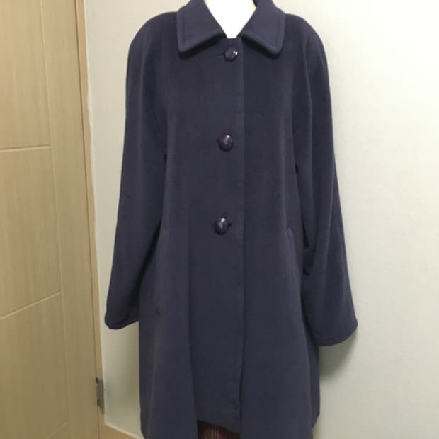 일본빈티지 울 딥퍼플 루즈핏 앙고라 미디 코트