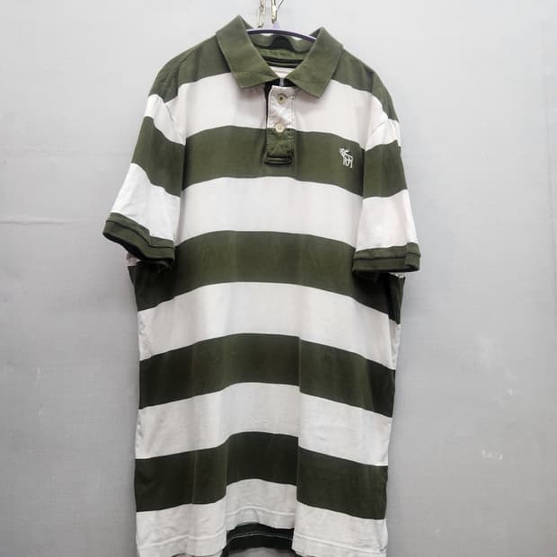 아베크롬비 로고 스트라이프 반팔카라 XXL(XL)