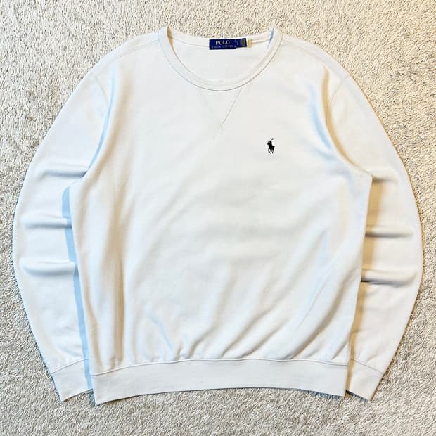 폴로 랄프로렌 신형 QR 블랙포니 플리스 맨투맨 화이트