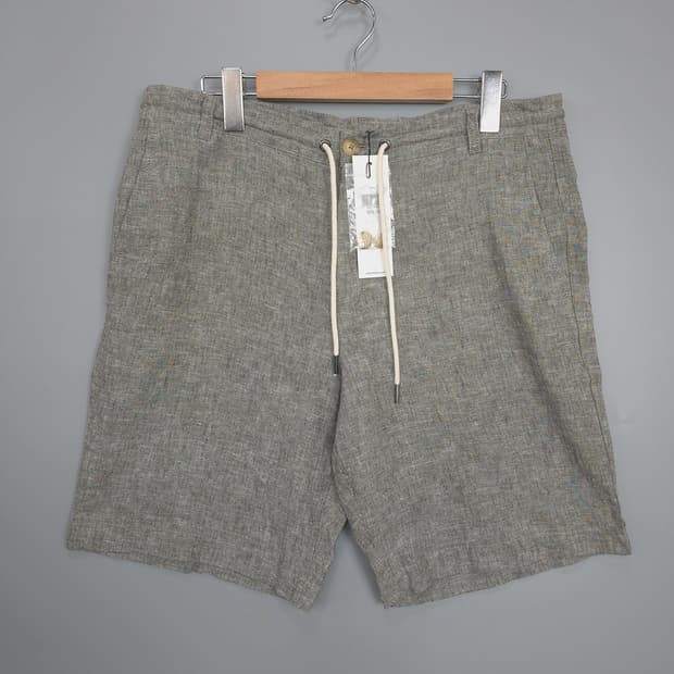 새제품) 캘빈클라인 린넨 혼방 밴딩 스트링 반바지 33