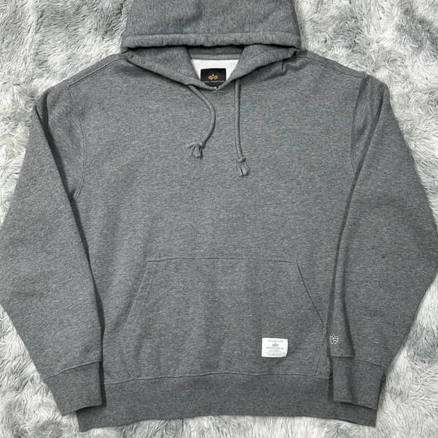 알파인더스트리 오버핏 그레이 후드티 XL