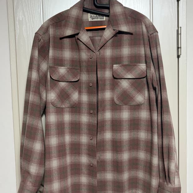 와코마리아 투포켓 울 체크셔츠 M