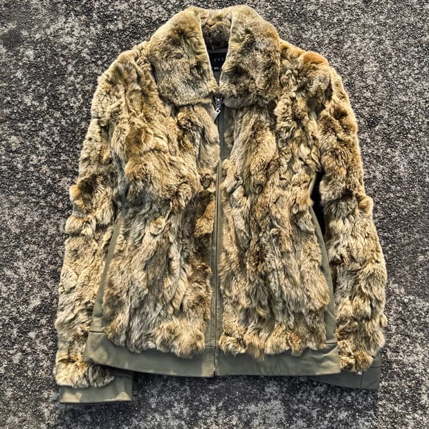 Green Rex rabbit fur jacket
