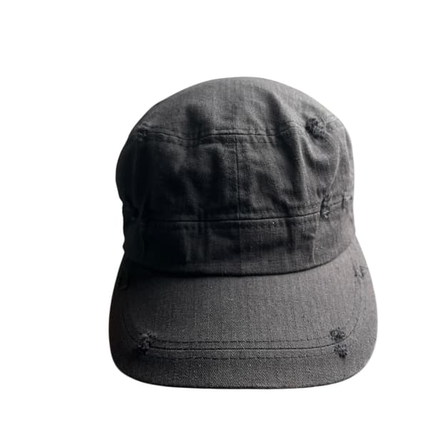 데미지 워싱 밀리테리 캡 블랙