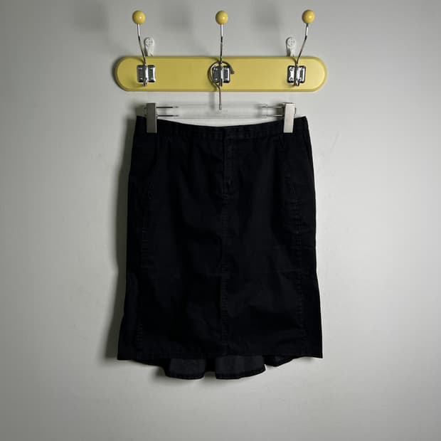 아르마니 익스체인지 블랙 코튼 미디 스커트 