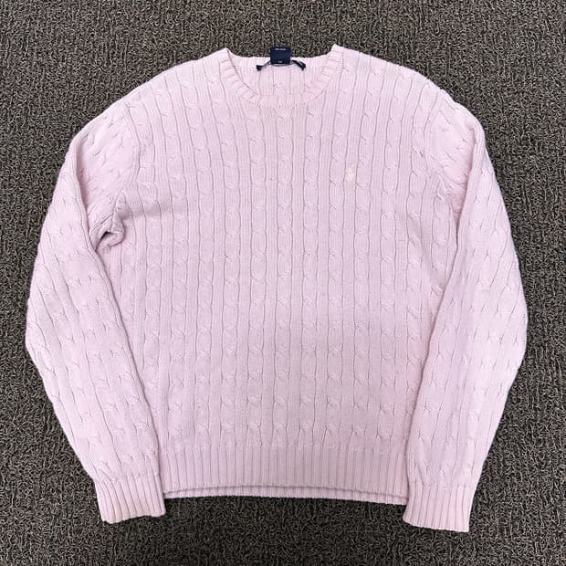 POLO 폴로 스포츠 여성 케이블 꽈배기 니트 핑크 L