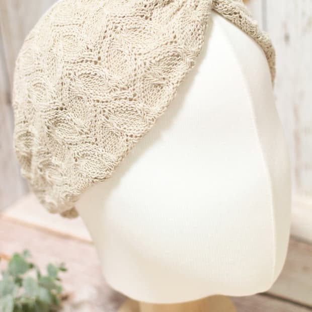 핸드메이드 베이지 니트 헤어밴드