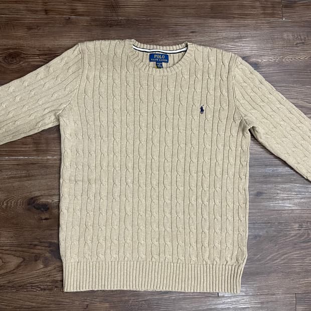 폴로 랄프로렌 베이지 케이블 코튼 니트 스웨터
