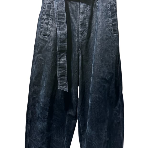 송지오옴므 커브드 와이드 벨티드 데님 네이비 76