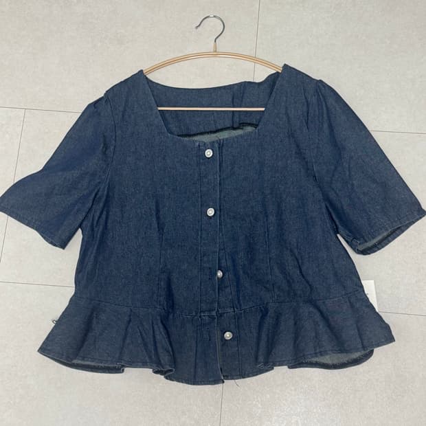 빈티지 청색 블라우스
