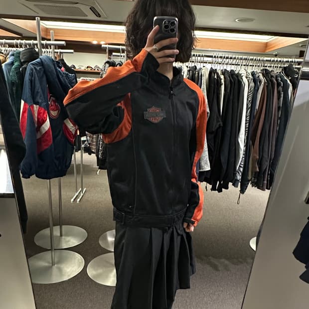 OS)할리데이비슨 빈티지 빅로고 메쉬 모터사이클 자켓