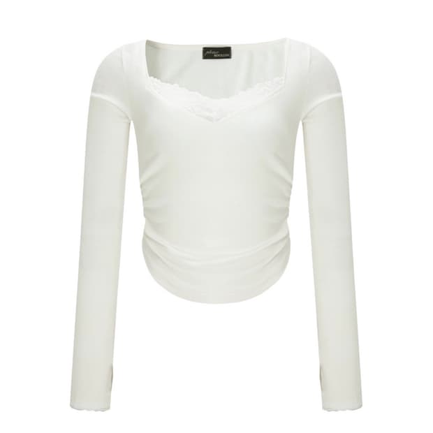 플리즈노팔로우 Vera Lace Shirring Long Sleeve