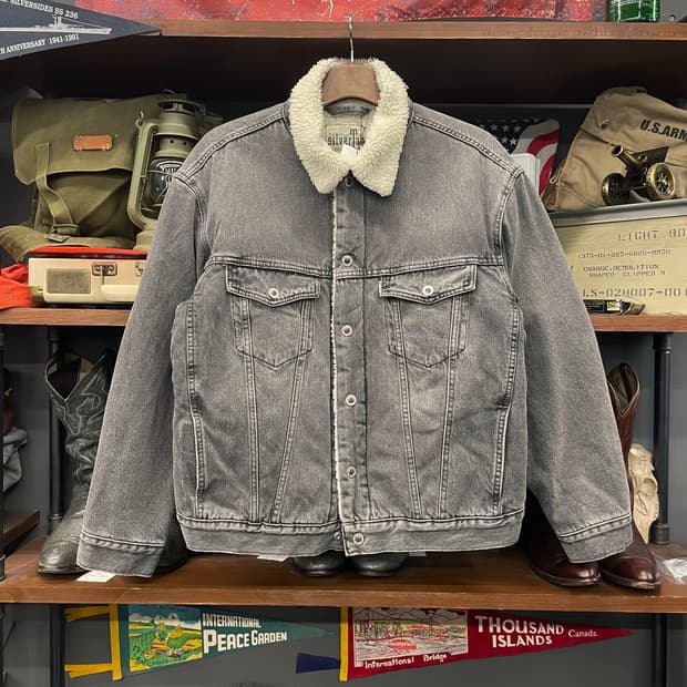 리바이스 실버탭 흑청 쉐르파 데님 트러커 자켓