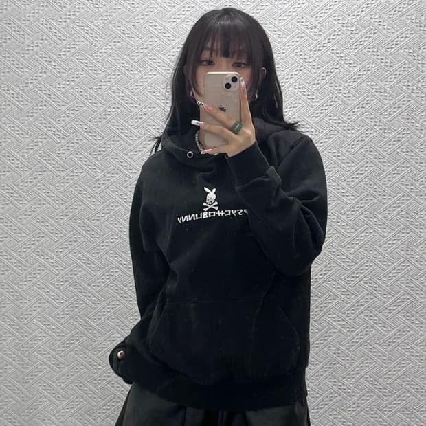 빈티지 스컬버니 스트릿 펑크 고딕 로고 후드티 L C11113