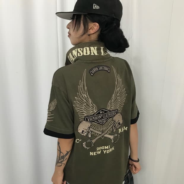 < Vanson Leathers Khaki Pk T-shirt >