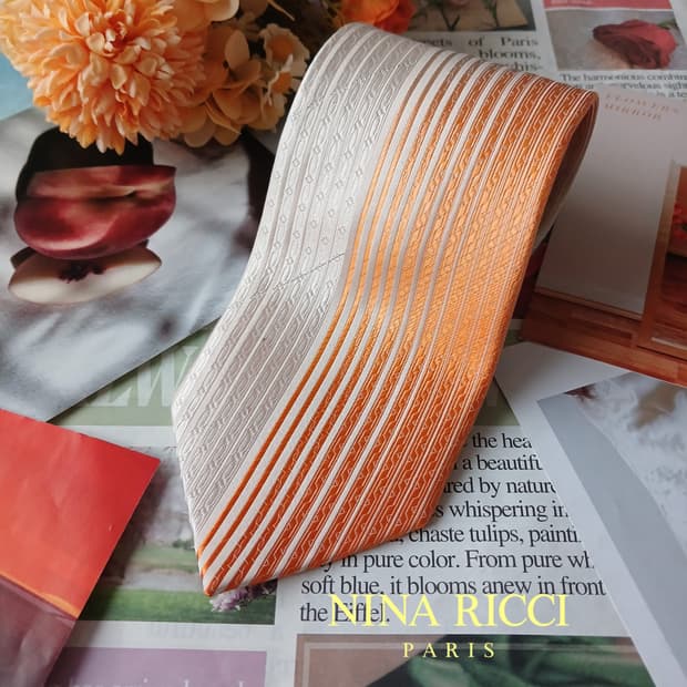 니나리치 실크 오렌지 스트라이프 넥타이 9.1cm A+등급 A19782