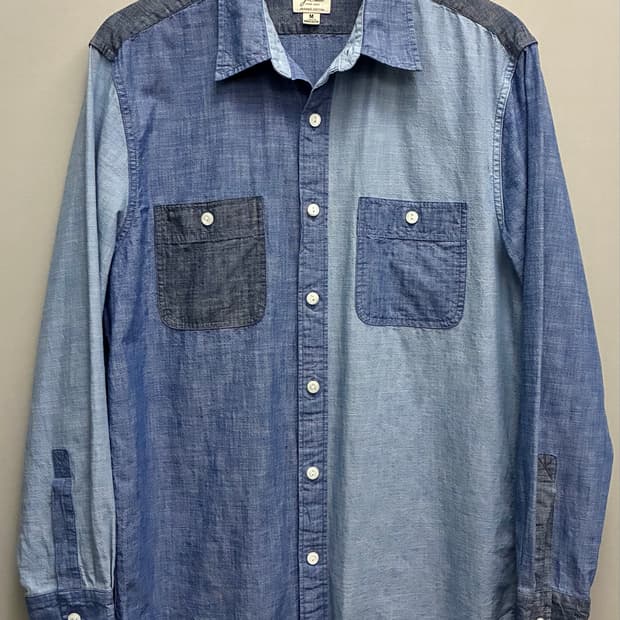 (M/100)J.Crew 제이크루 오가닉코튼 패치워크 샴브레이셔츠