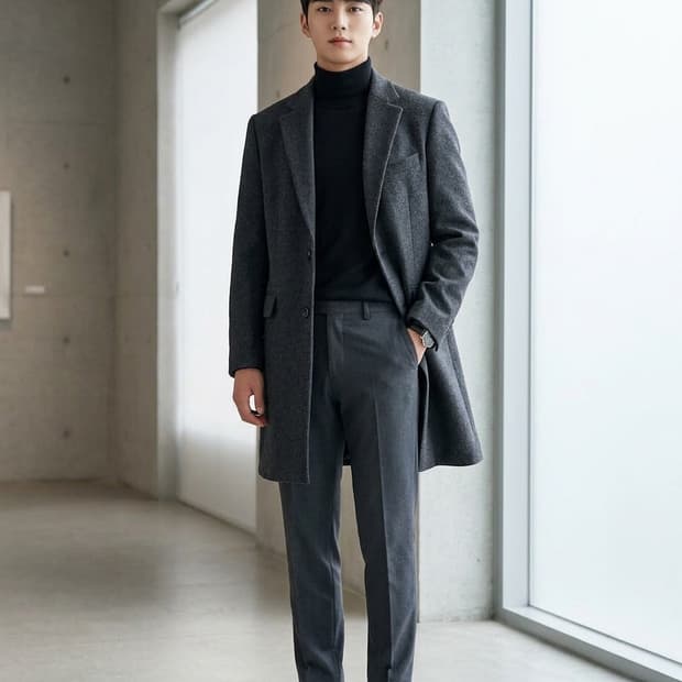 ZIO SONGZIO 지오송지오 다크그레이 싱글 울 코트