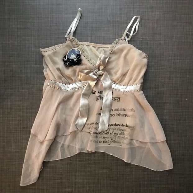 Portrait Brooch Ribbon Chiffon Cami