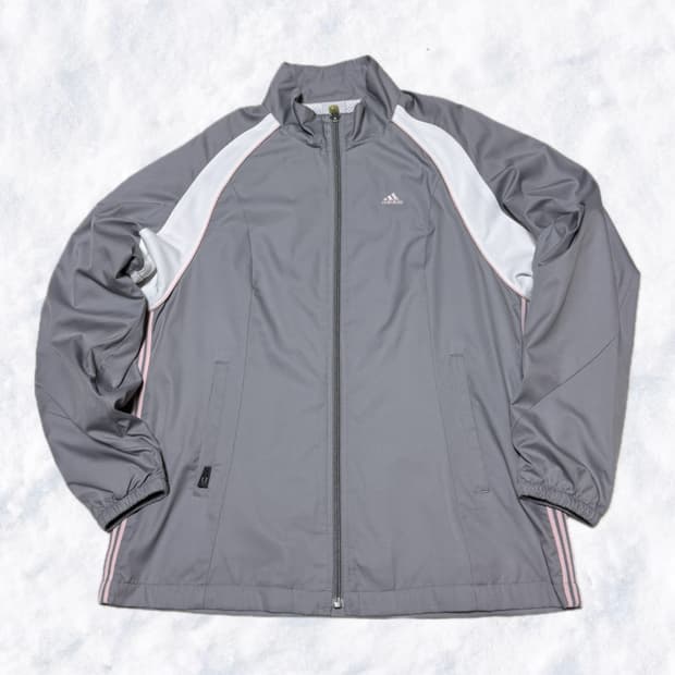 아디다스 그레이 핑크 사이드 3선 바람막이
