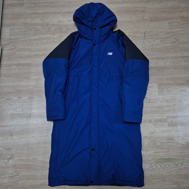 뉴발란스 배색 다운 후드 롱패딩 점퍼 L(100)