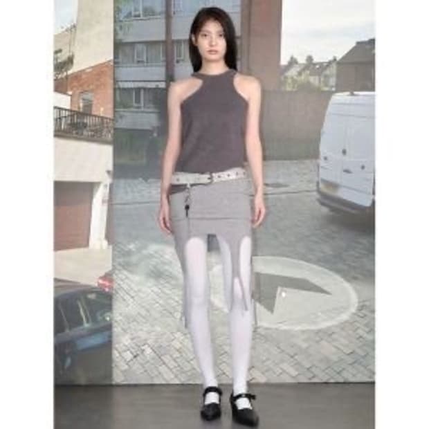 세릭 가터탑 스커트 그레이