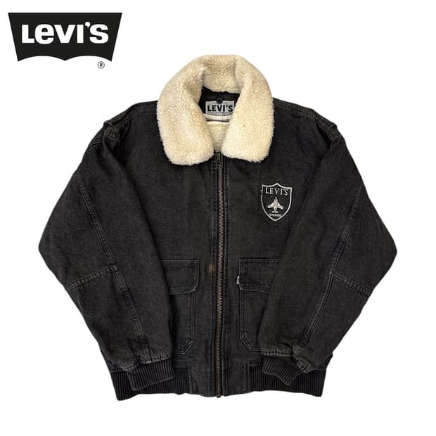 리바이스 블랙 데님 쉐르파 자켓