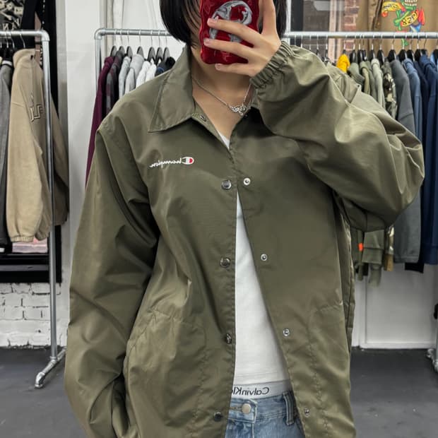 챔피온 올리브 코치자켓