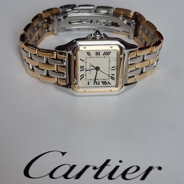 까르띠에 팬더 18K 옐로우 3-row 콤비 M 쿼츠 남녀공용 시계

