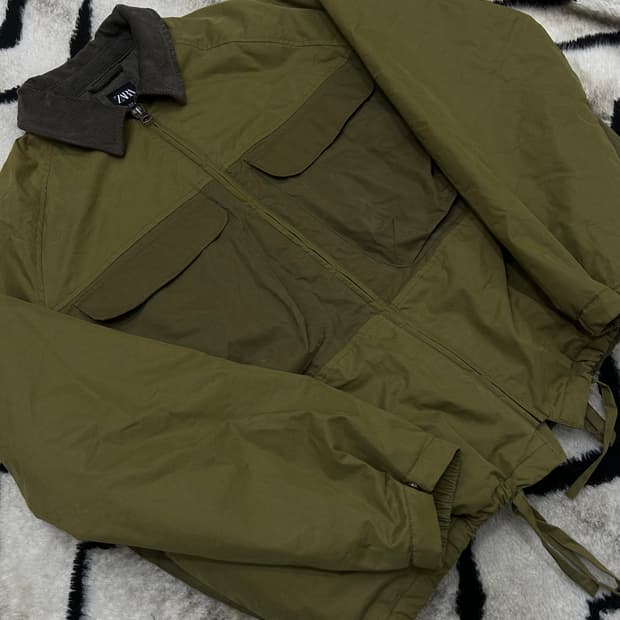 [한국2XL]ZARA 투톤 왁스드 봄버 자켓/카키