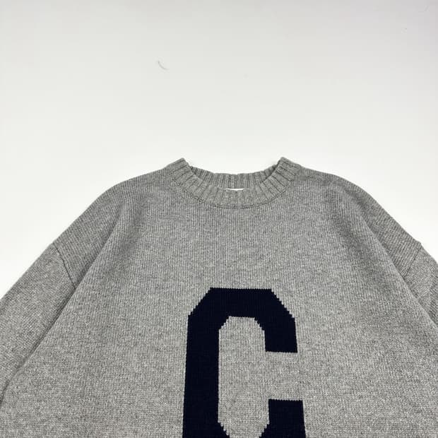 커버낫 C로고 그레이 크루넥 울 니트 (M)