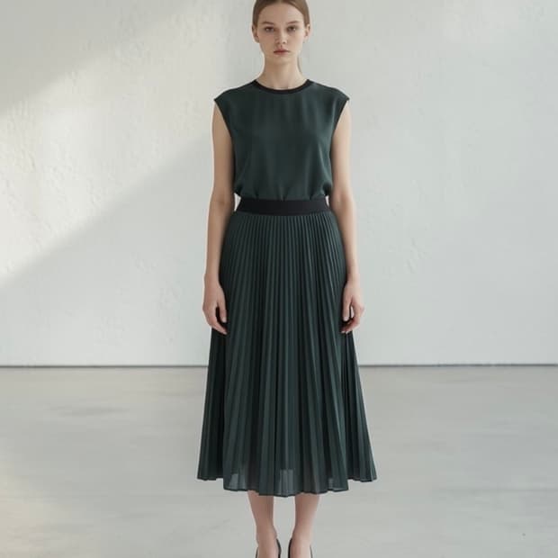 61/ 랑방 컬렉션 플리츠 롱 스커트