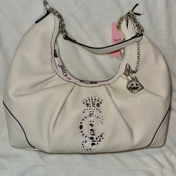 쥬시꾸뛰르 반지시리즈 호보백 가죽숄더 백 아이보리 갸루